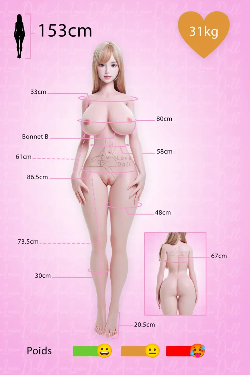 Poupée Silicone Zelex SLE Tête ZXE217 | 153 cm bonnet B – Image 2