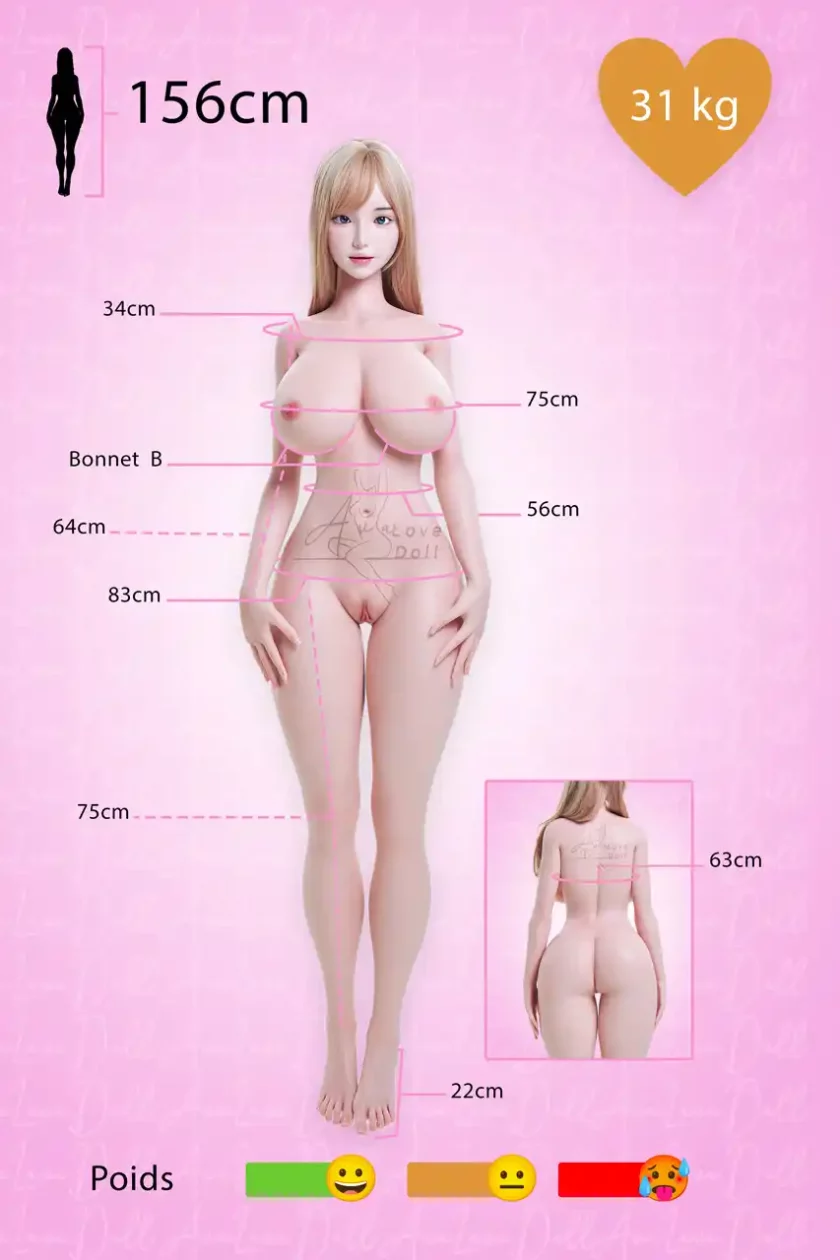 Poupée Silicone Dolls Castle Tête #82 Mina | 156 cm Bonnet B – Image 2